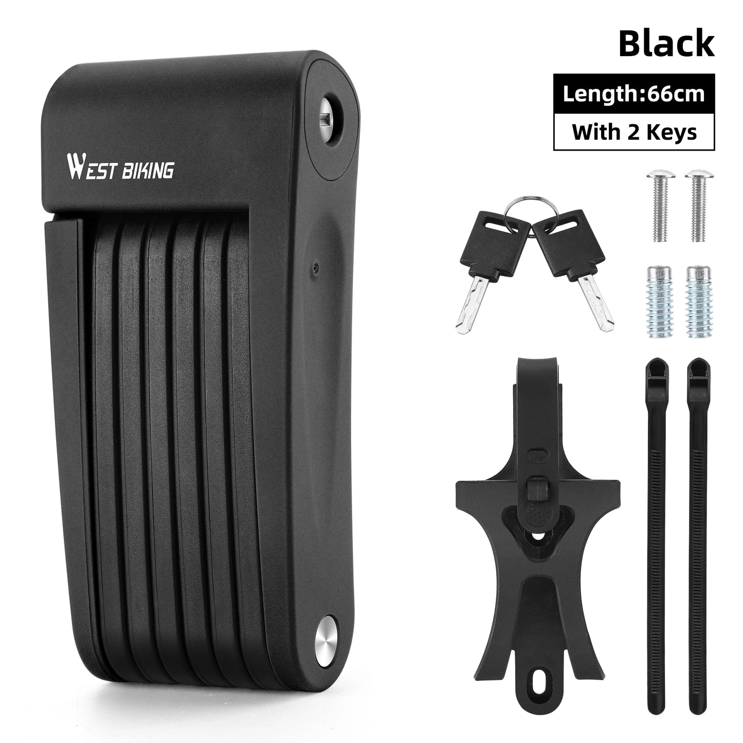 WEST BIKING Foldable Bike Lock – Heavy Duty Anti-Theft Chain Cable Padlock with 3 Keys for Bicycle & Motorcycle Security