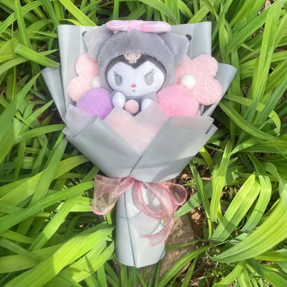 Sanrio Plush Bouquet — My Melody, Kuromi, Cinnamoroll & Hello Kitty Handmade Gift