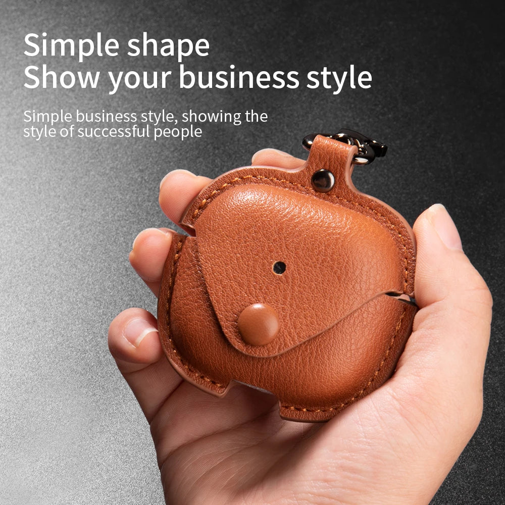 Leather Business Case for AirPods 4 – Luxury PU Headphone Cover with Hook