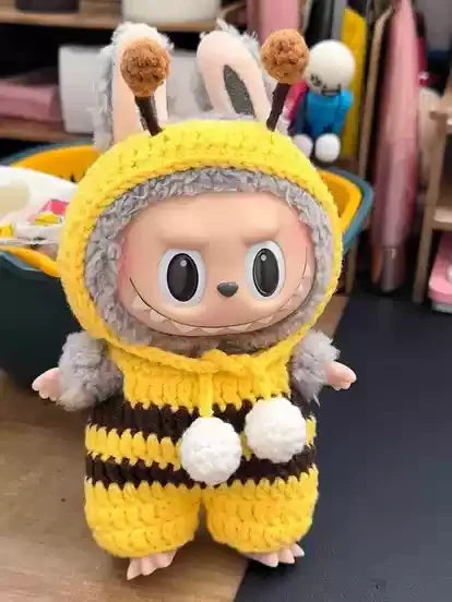 Labubu 17cm Heartbeat Macaron Monkey Toy – Stand-Up Dress-Up Jacket & Pants Suit