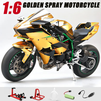1:6 Kawasaki Ninja 500 H2R Motorcycle Model — Racing Simulation with Sound & Light, Fast & Furious Collectible Toy Gift