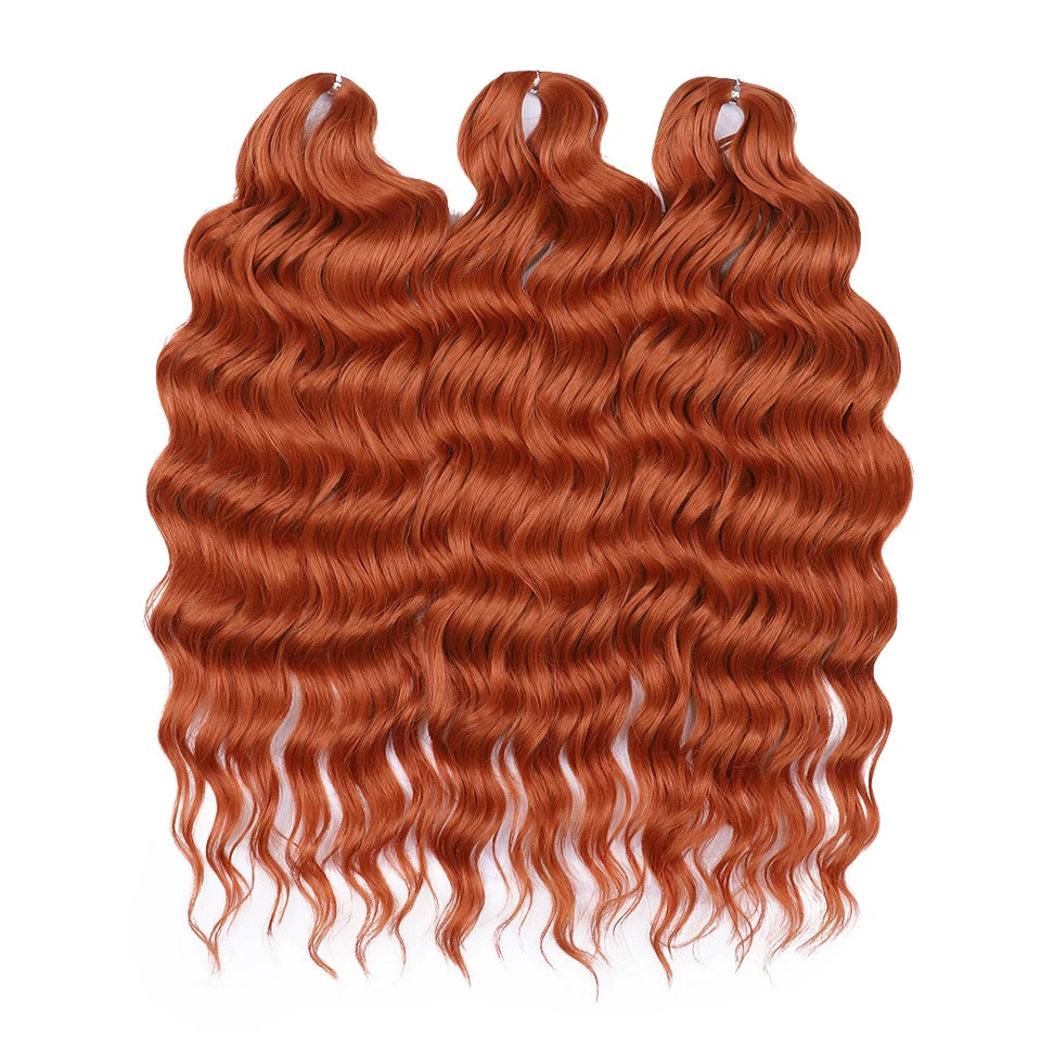 FASHION IDOL 24" Deep Wave Crochet Hair - 3-Piece Synthetic Water Wave Braiding Extensions, Ombre Rainbow Twist Hair