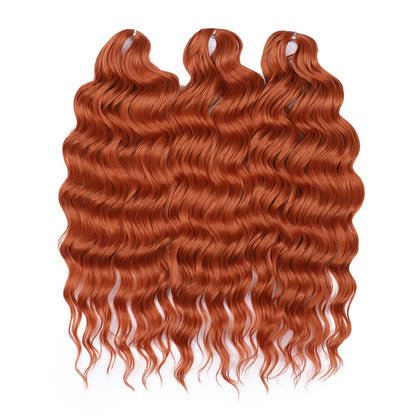 FASHION IDOL 24" Deep Wave Crochet Hair - 3-Piece Synthetic Water Wave Braiding Extensions, Ombre Rainbow Twist Hair