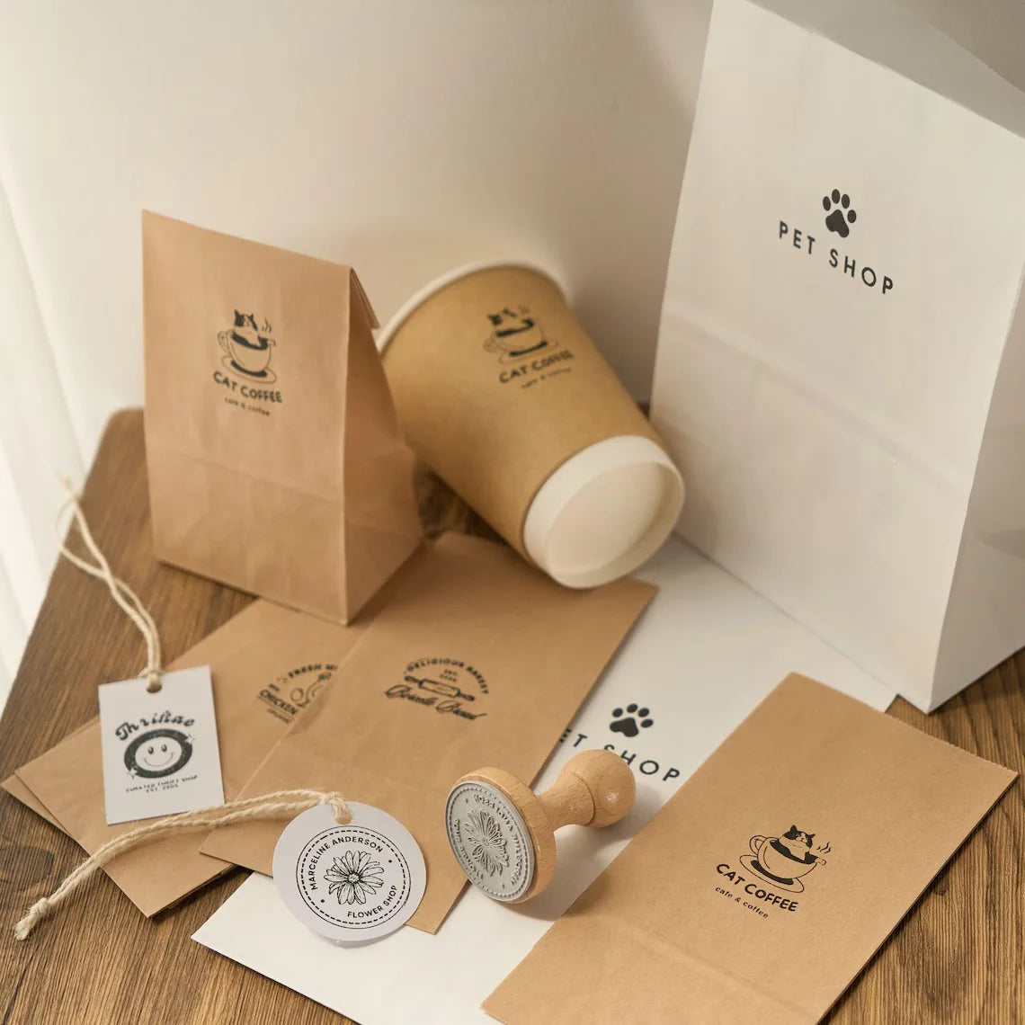 Custom Wooden Logo Stamp – Personalized Self-Inking Rubber Stamp for Wedding, Party, Packaging, Company Name & Address