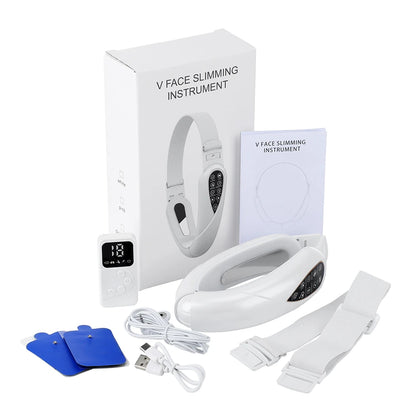 Face Lifting Device with Red Light — V-Face Massager for Double Chin Lift & Skin Rejuvenation, Remote-Controlled Facial Beauty Tool