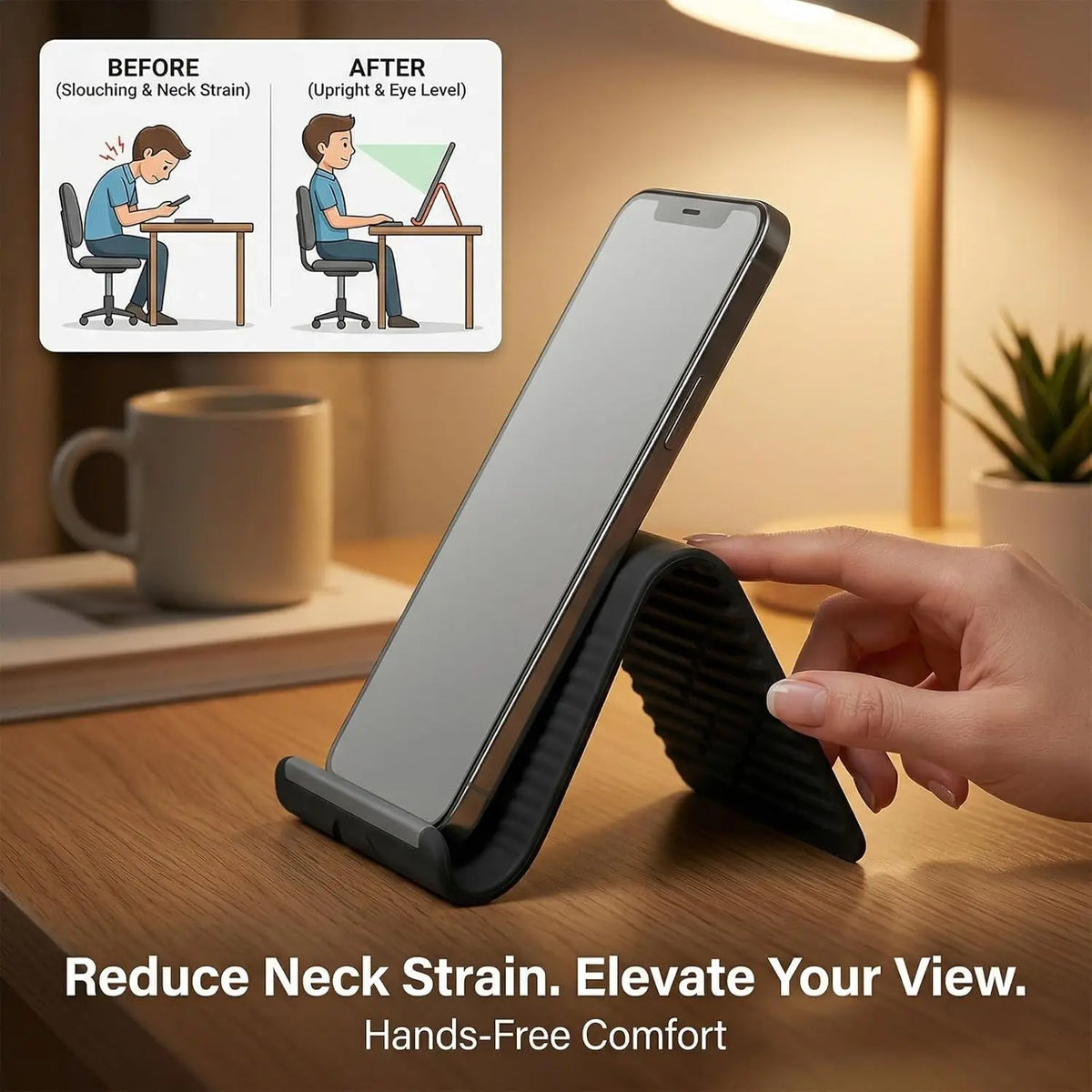 Foldable Silicone Phone Holder Stand - Adjustable Multi-Angle Desktop Stand for iPhone, iPad & Tablet