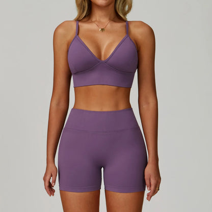 2/3PCS Women’s Seamless Yoga & Gym Set – Push-Up Sports Bra, Long Sleeve Jacket & Workout Leggings