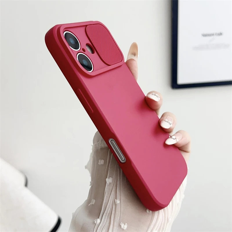 iPhone Slide Camera Lens Protector – Soft Silicone Shockproof Bumper Case for iPhone 7-16