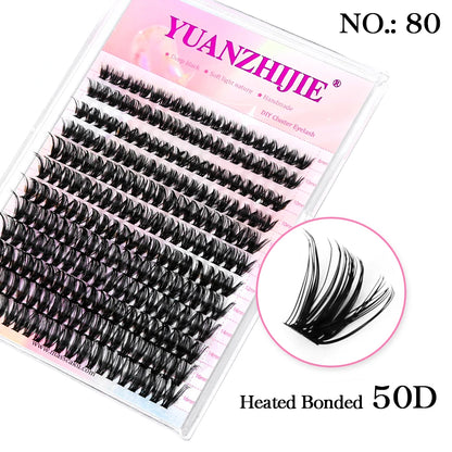 DIY 144 Cluster Lashes YUANZHIJIE – Natural C/D Curl Segmented Mink Individual Eyelash Extensions Kit for Home Makeup & Professional Volume Look (Free Shipping)