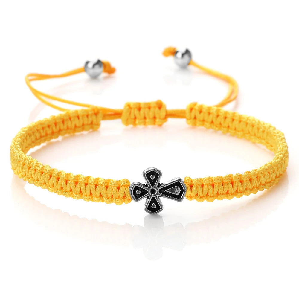 Prayer Cross Rope Bracelet - Handmade Adjustable Nylon Lucky Bangle Jewelry Gift for Women & Men