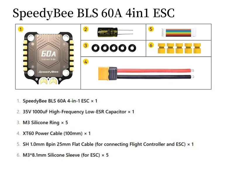 Original SpeedyBee F405 V3 Flight Controller & 60A ESC - 30x30 FPV Stack for Freestyle DIY Drones