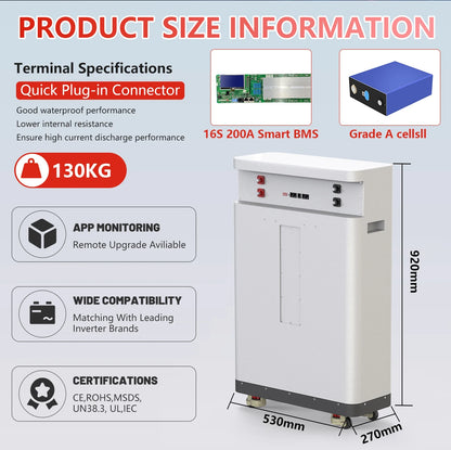 LiFePO4 48V 300Ah 15kWh Portable Battery Pack – 16S 200A BMS, Wheeled Design, 51.2V Lithium, Ships from EU