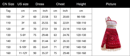 Girls Moana 2 Dress - Halloween Party Adventure Costume, Princess Fancy Clothes, Vaiana with Pet Pig Outfit