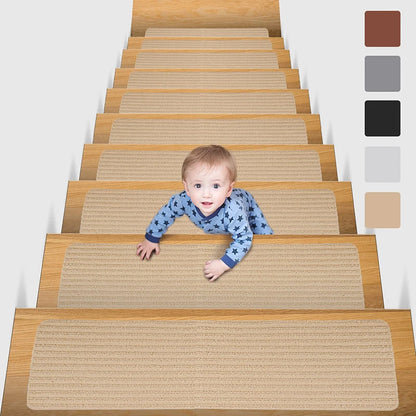 20x76cm Soft Stair Mat – Self-Adhesive Non-Slip Water Absorption Carpet Protector, Variety Pattern Rug for Stairs