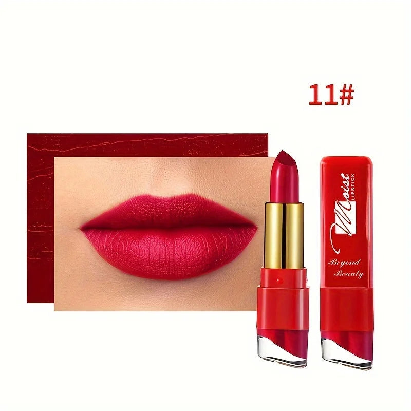 12 Colors Creamy Moisturizing Lipstick – Long-Lasting, Women & Schoolgirl Makeup for Beginners, Leaning Tower Lip Makeup