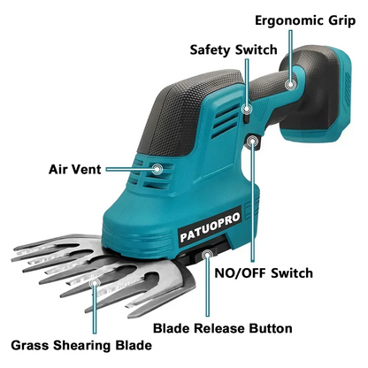 2-in-1 Cordless Electric Hedge Trimmer & Grass Shears 21V Garden Cutter for Makita 18V Battery (Tool Only)