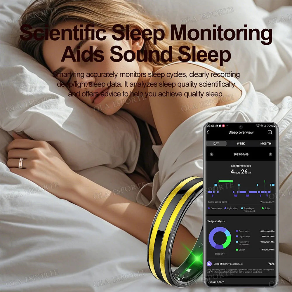 Ultra-Thin 6.3mm Smart Ring Health Monitor – Waterproof Fitness Ring with Heart Rate, Body Temperature & Sports Tracking for Men & Women