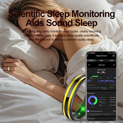 Ultra-Thin 6.3mm Smart Ring Health Monitor – Waterproof Fitness Ring with Heart Rate, Body Temperature & Sports Tracking for Men & Women