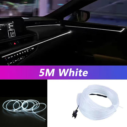5M Car Interior LED Strip Light - USB Flexible Neon Ambient Lighting for Auto DIY Decoration