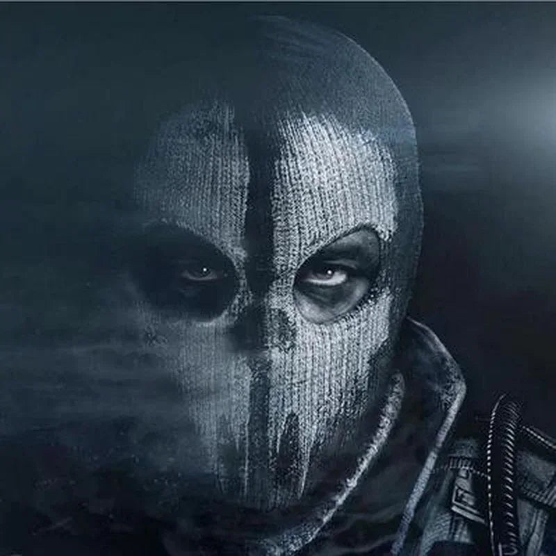Black Skull Balaclava Mask - Warm Full Face Hood Beanie for Men Outdoor Wear