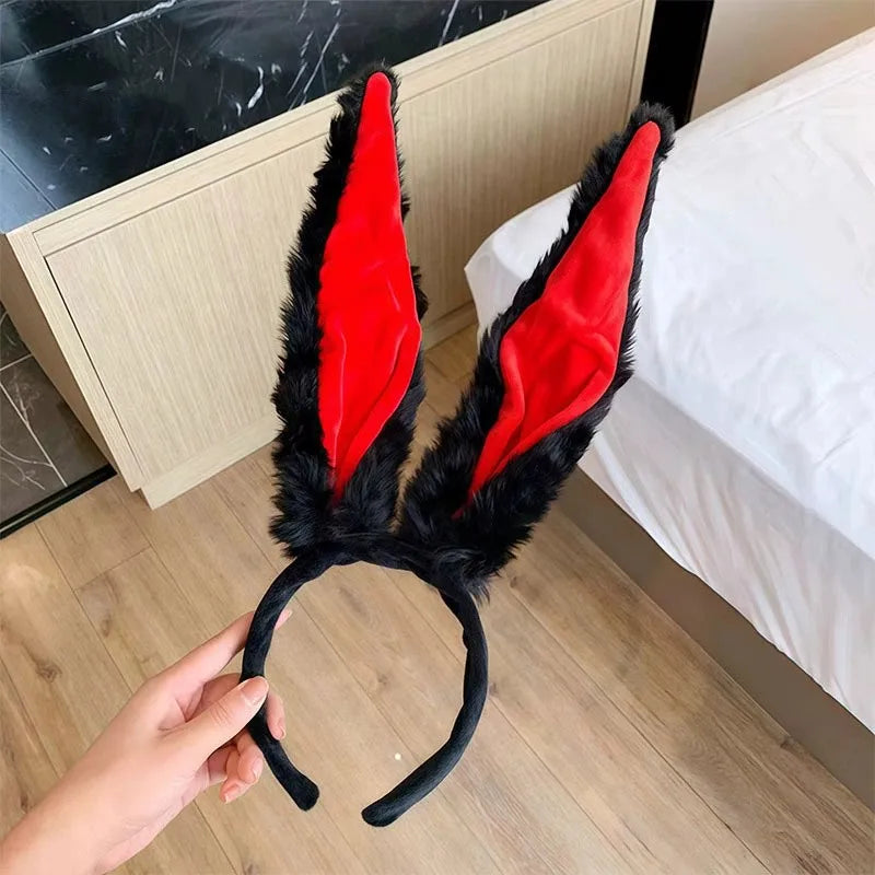 Cosplay Rabbit Police Ear Headband - Cute Plush Bunny Ears Dress-Up Hair Accessory