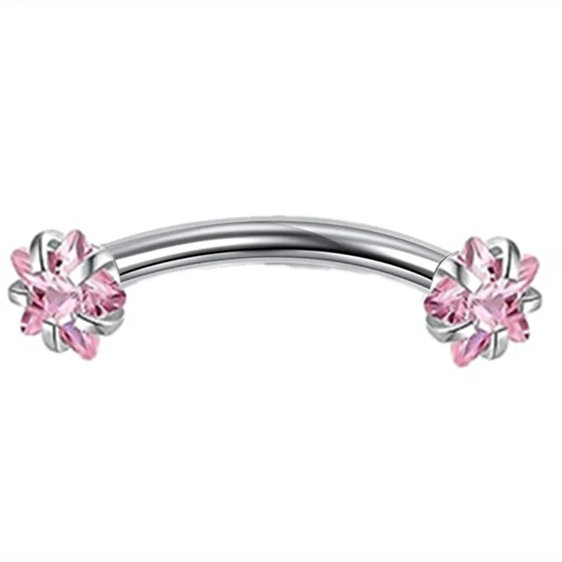 Crystal Curved Barbell Piercing Earrings – Daith, Helix, Tragus & Cartilage Body Jewelry Stud Ring