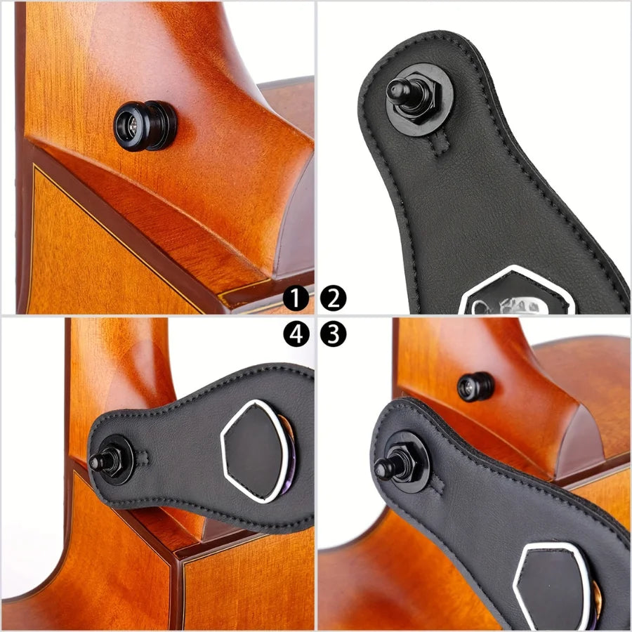 2-Pack Premium Alloy Guitar Strap Locks – Gold & Black, Secure for Acoustic, Electric & Bass Guitars