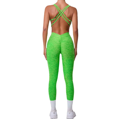 Women’s Black Sporty Jumpsuit – 2025 Workout Yoga Gym Set with Push-Up Fitness Overalls