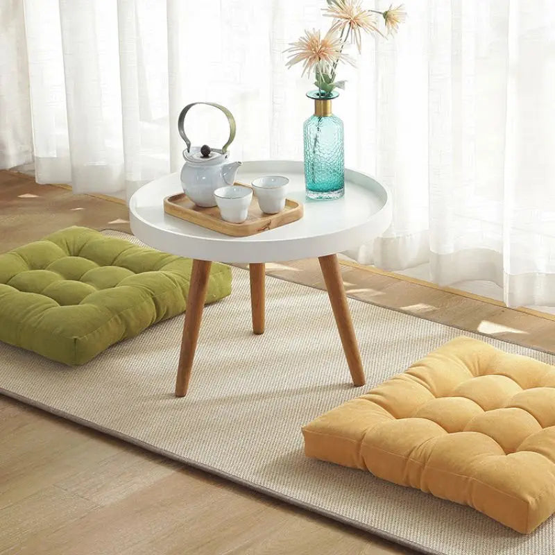 Square Floor Pillow Cushion – Thick Tufted Seat Pad for Meditation, Yoga, Kneeling, and Balcony Seating
