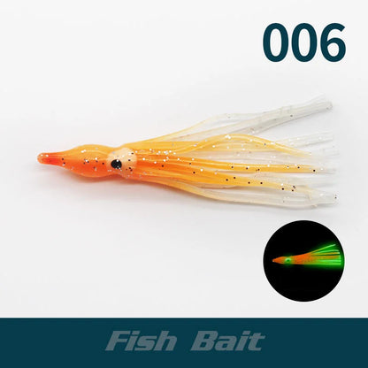 PRO BEROS 5Pcs Luminous Octopus Fishing Lures - Silicone Squid Skirts Glow Bait for Tuna Trolling & Sea Jigging