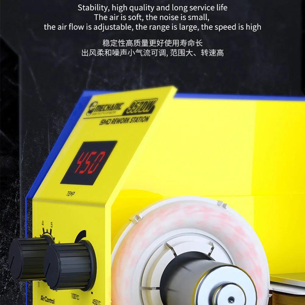 MECHANIC 957DW Soldering & Desoldering Station – Dual-Scroll Hot Air Rework Tool for PCB Mainboard and Tin Soldering