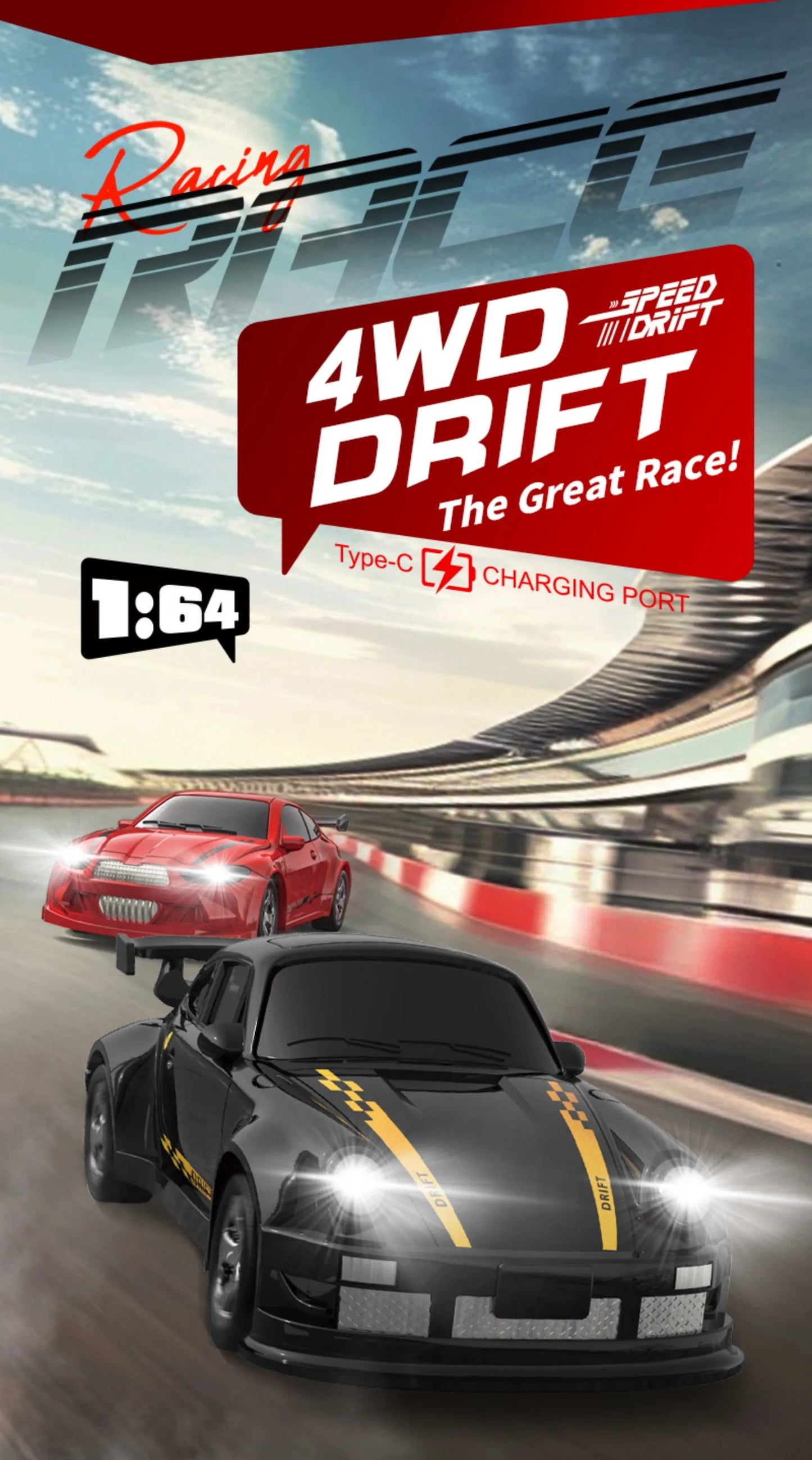 KF20 1:64 RC Drift Car — 2.4G High-Speed 4-Wheel Mini Remote Control Racing Toy for Kids