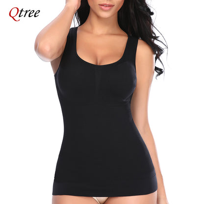Qtree Women Tummy Control Shapewear – 2-in-1 High Elastic Stretch Vest with Padded Bra, Body Shaper, Slimming Lift Corset