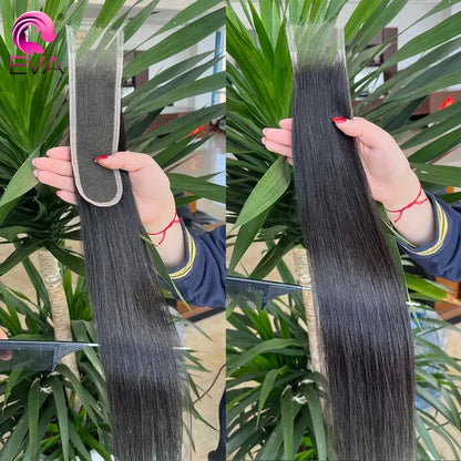 100% Real HD Lace Closure 2x6 – Pre-Plucked Human Hair, Deep Parting Straight & Body Wave