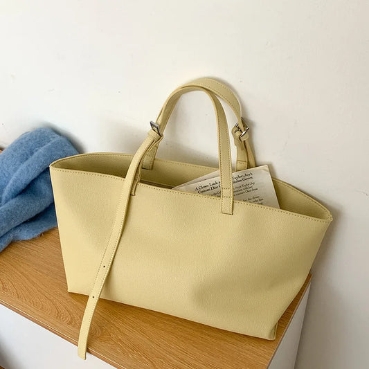 Women's Casual PU Leather Tote Bag – Soft Shoulder Handbag Large Capacity Shopper Purse 2026 New