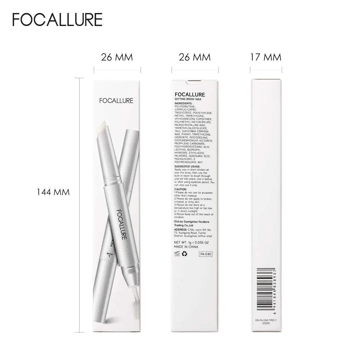 FOCALLURE 3D Eyebrow Gel Pencil – 2-in-1 Waterproof, Long-Lasting Eyebrow Wax & Enhancer Makeup Tool
