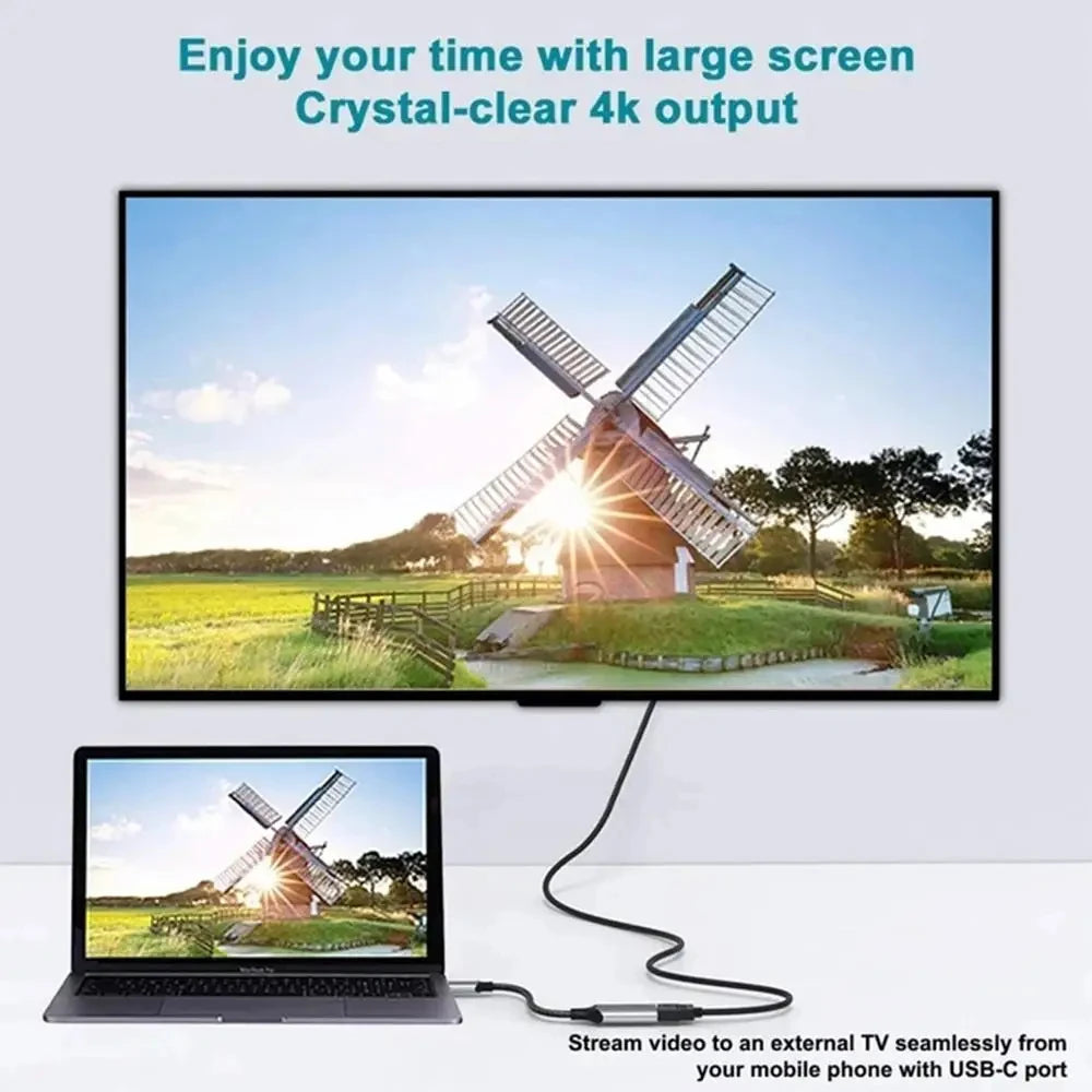 USB-C to HDMI Adapter - 4K 60Hz USB 3.1 HDTV Converter for iPhone 15, MacBook, iPad, Samsung, PC & Laptop