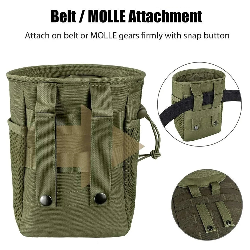 Molle Dump Pouch – Adjustable Hunting Magazine Recovery Bag, Ammo Belt Waist Fanny Pack, Holster Bag