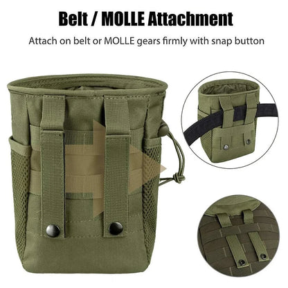 Molle Dump Pouch – Adjustable Hunting Magazine Recovery Bag, Ammo Belt Waist Fanny Pack, Holster Bag