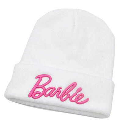 Barbie Knitted Hat – Cute Pink Pullover Ski Cap for Women, Kawaii Anime Winter Accessories, Christmas Gift for Girls