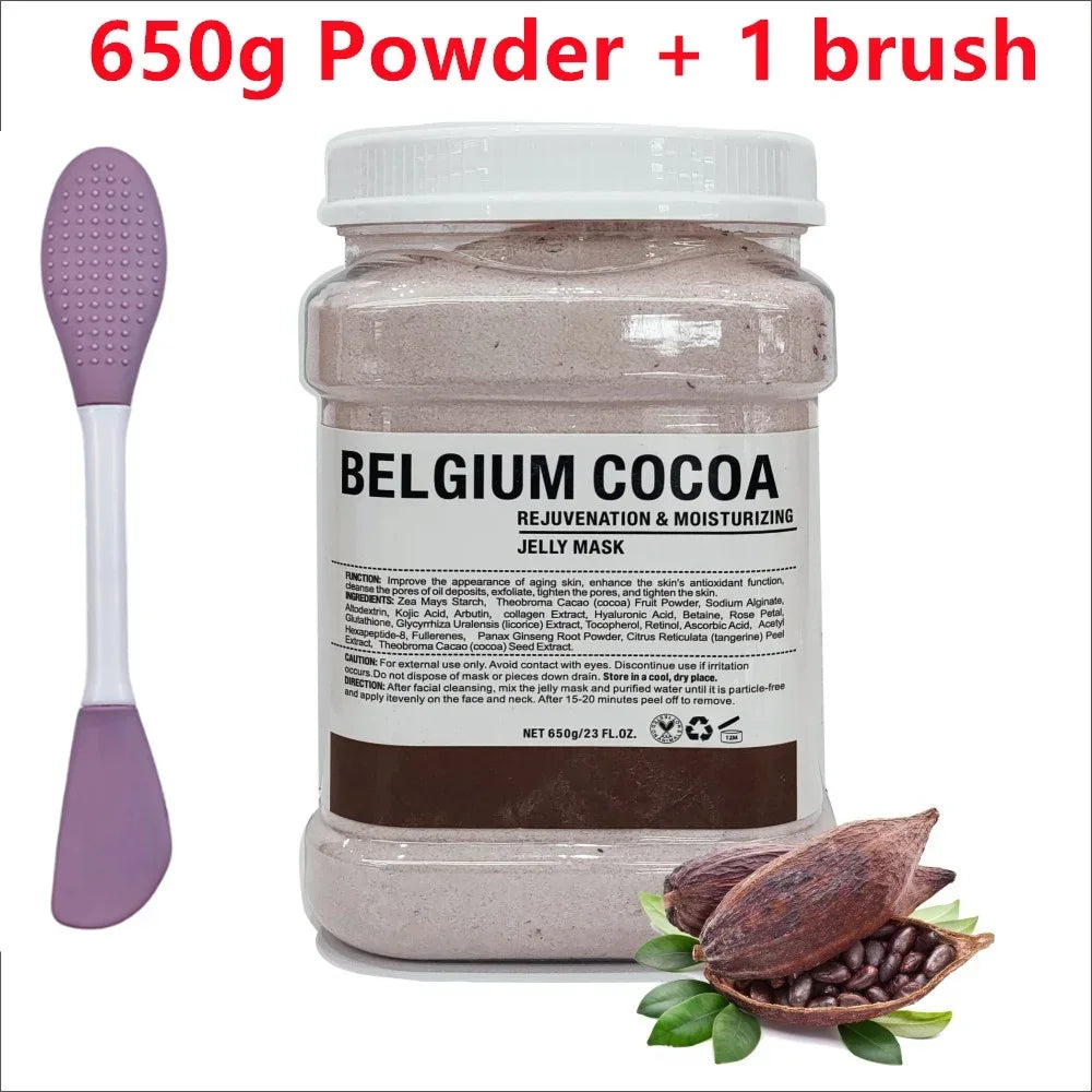 650g Chamomile Hyaluronic Acid Jelly Mask – Rose Moisturizing Facial Powder with Silicone Brush for Skin Elasticity