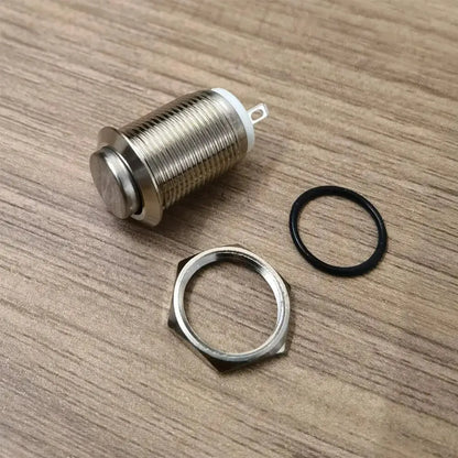 6PCS 12mm Momentary Push Button Switch – 12V Waterproof Chrome Stainless Steel, 2-Pin N/O Power Button