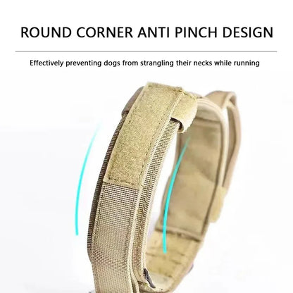 Adjustable Tactical Dog Collar with Traction Rope – Military Training Collar for Medium & Large Dogs