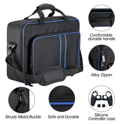 PS5 Travel Carrying Case - Protective Shoulder Storage Bag for Sony PlayStation 5, Large Canvas Handbag