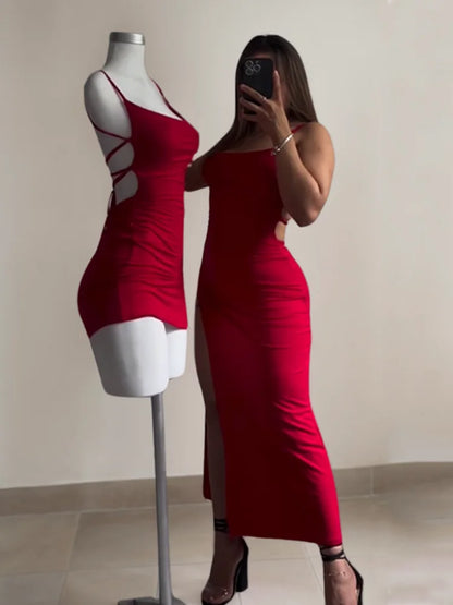 2024 New Summer Dress - High Sensibility Halter Strap Spice Girl Bag Hip Dress