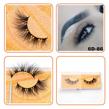 3D Real Mink False Eyelashes – Thick Handmade Strip Lashes with Glitter Packing for Makeup Beauty D101