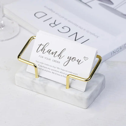 Marble Business Card Holder Desktop Organizer — Office Name Card Display & Memo Storage Stand