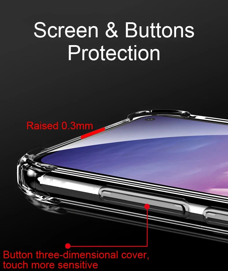 Luxury Transparent Silicone Case for Samsung Galaxy S25/S24/S20 FE/S10/S9/S8 Plus/S10E/Note 8/9/10 Lite – Soft Shockproof Protection