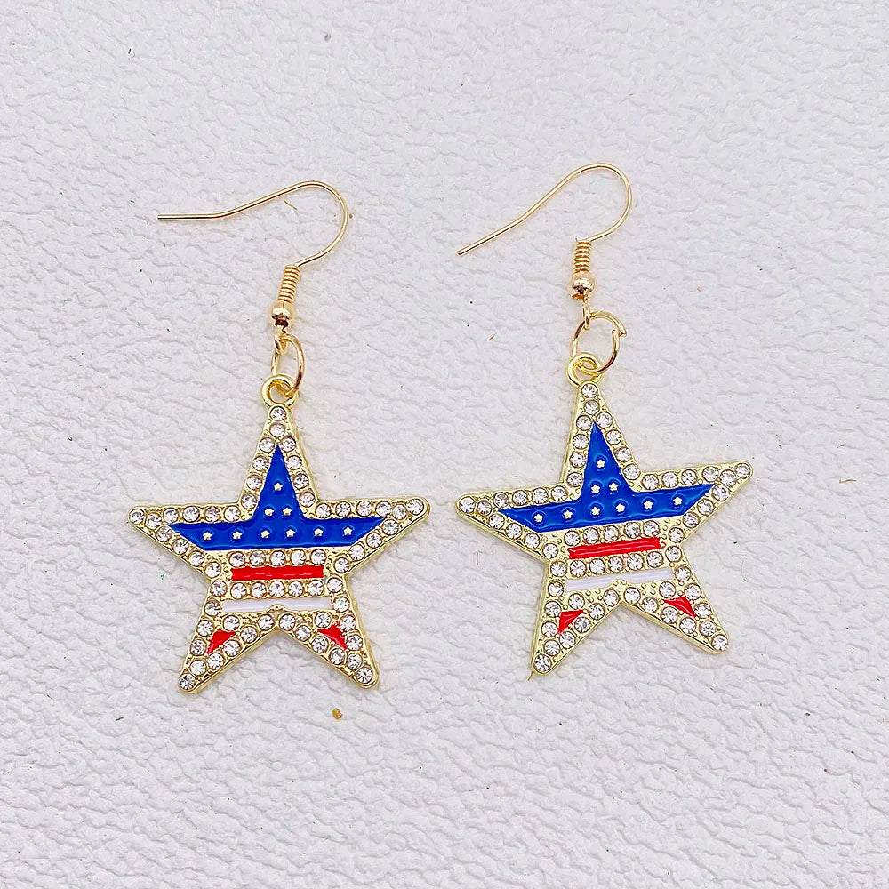USA Flag Hat Wing Charms Earrings - Patriotic 4th of July Rainbow Flag Dangle Jewelry for Women & Girls