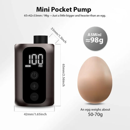 BSCOBBER A5mini Portable Air Pump - Rechargeable Wireless Bicycle Tire Inflator, 100 PSI High-Pressure